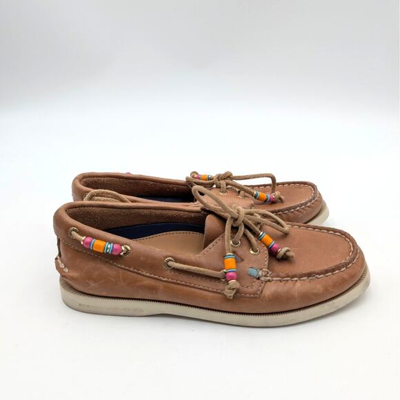 Sperry Authentic Original 2 Eye Beaded Boat Shoe Women's Brown Size US5 EU35 - Picture 3 of 12